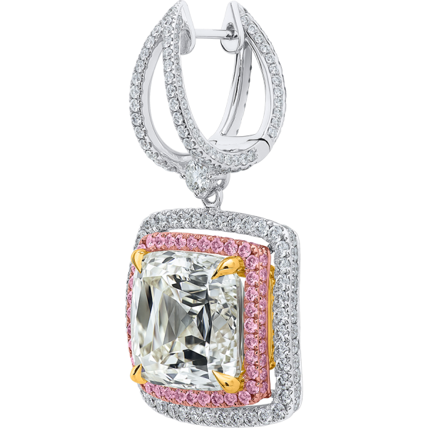 Crisscut Cushion Diamond Earrings- Lili  Unique Collection - HERCRC0045-B crisscut diamond earrings, lili jewelry pink diamond