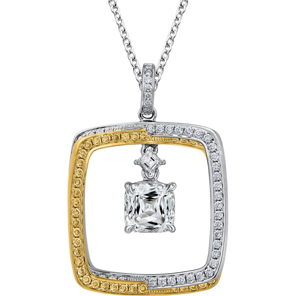 crisscut cushion diamond pendant, lili jewelry unique collection
