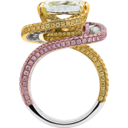 crisscut cushion ring, yellow diamonds