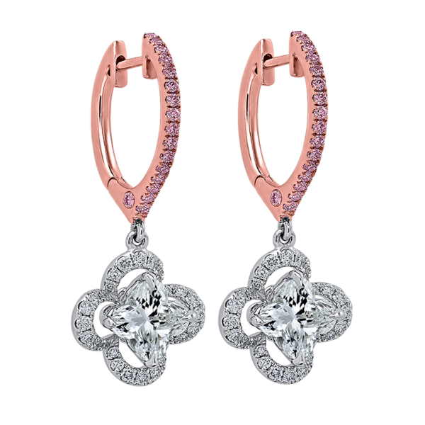 Tricolor Lily Earrings - HERLY2006---B Tricolor- Lily Diamond Earrings, Lili Jewelry pink diamonds